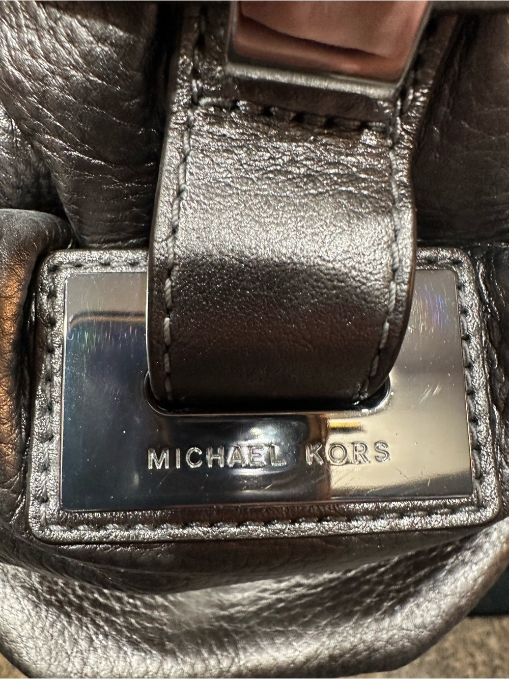 Michael Kors Beverly Large Leather Metallic Pewter Satchel - Picture 14 of 15